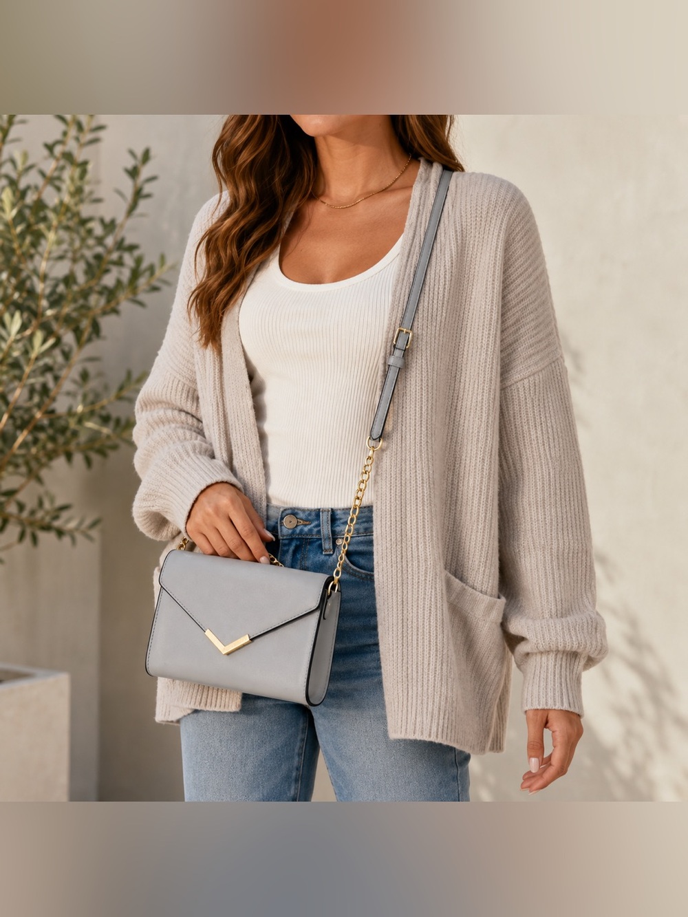 Urban Expressions‎ Hester Dove Gray Vegan Leather Crossbody Envelope Bag